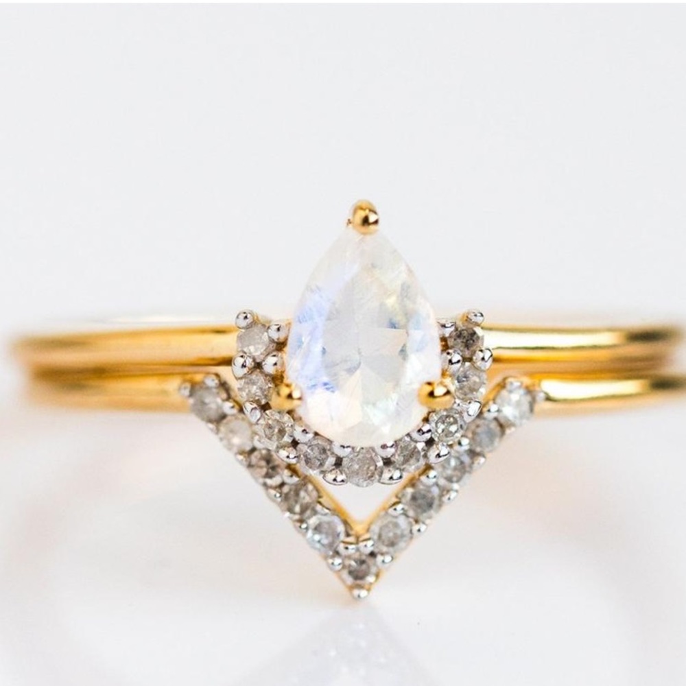 LOCAL ECLECTIC moonstone and diamond ring (size 8)